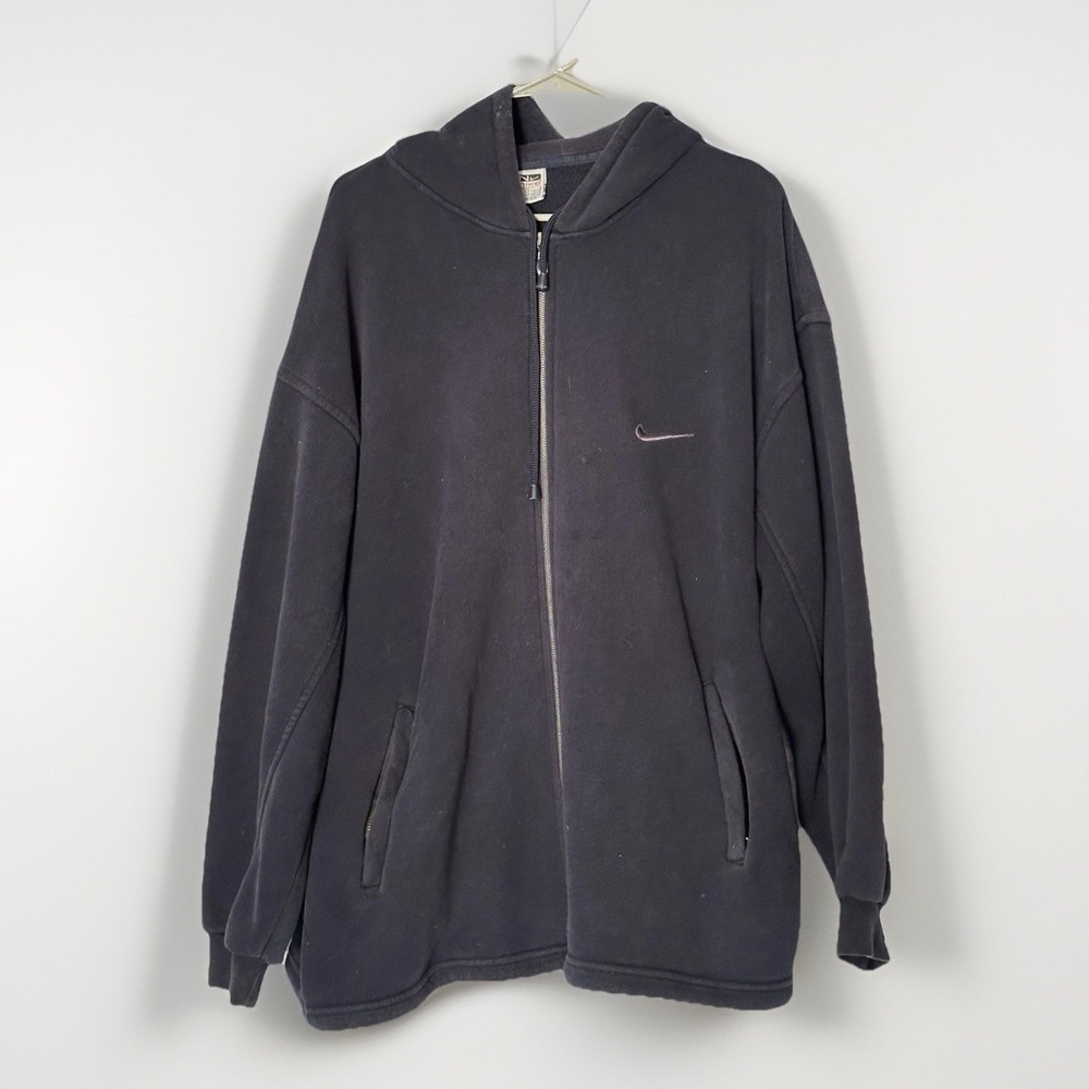 Nike Vintage Made USA Full‎ Zip Hoodie Blue Embroidered Swoosh Back Mens XXL